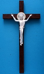 Silver plated on wood cross